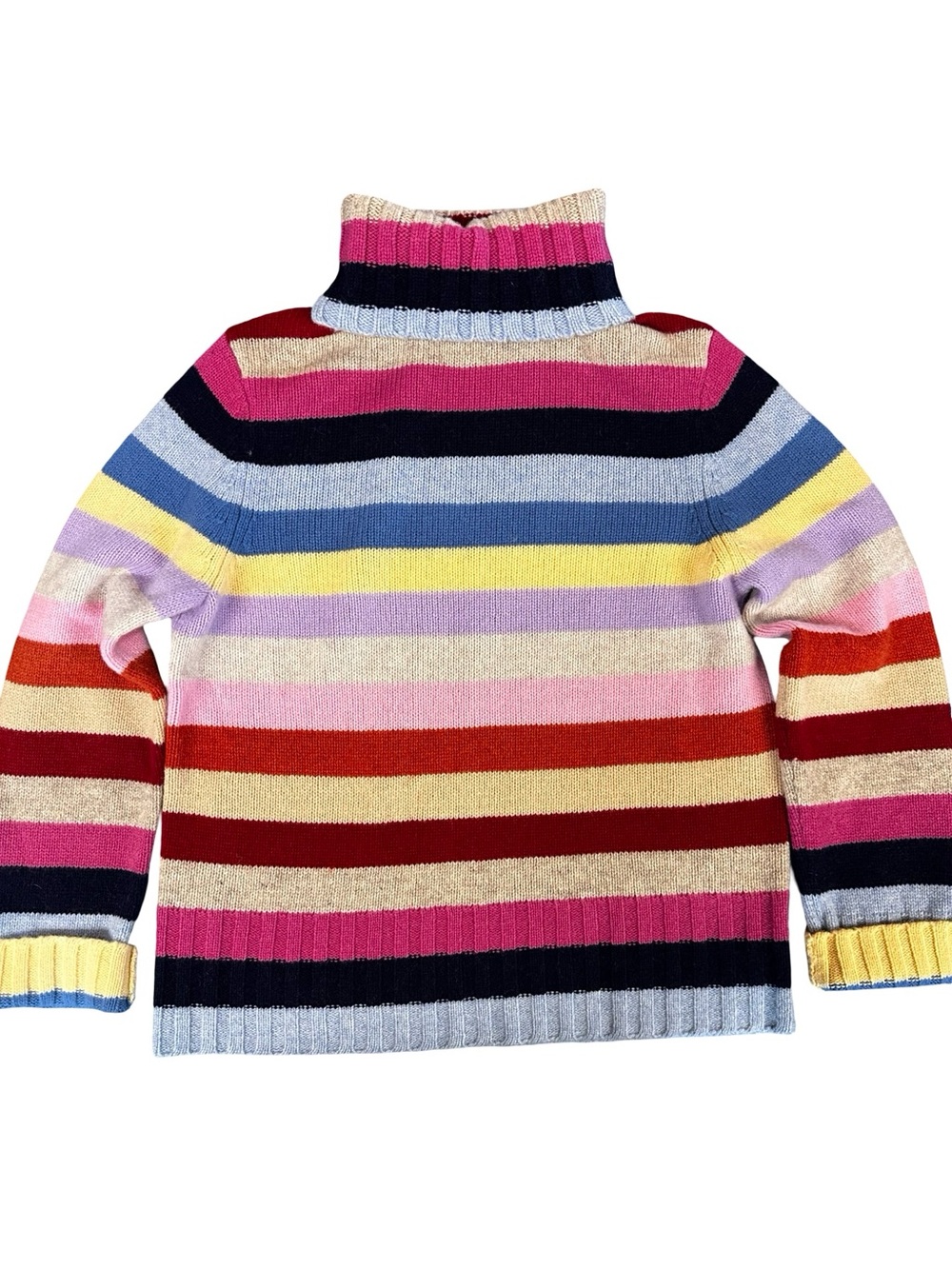 Old Navy Y2K Rainbow Stripe Lambswool Turtleneck Sweater Large Funky Colorblock